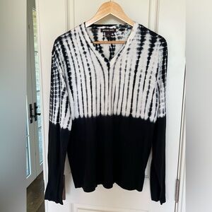 Michael Kors Black Ombré Tie Dye Style V-Neck Sweater, Men’s Size Medium